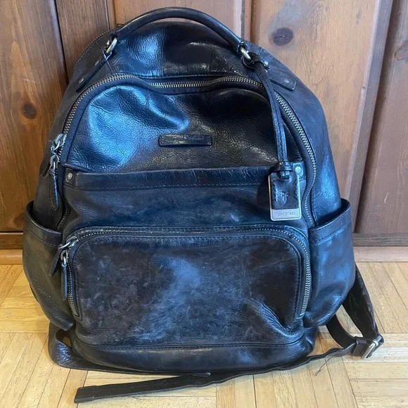 Frye Black Leather Backpack - Picture 1 of 6